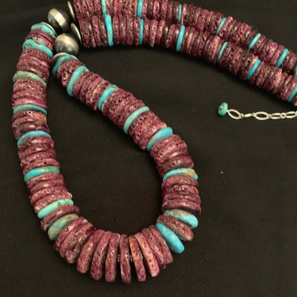 Sterling Silver  Purple Spiny Oyster Bead Necklace - Picture 8 of 8